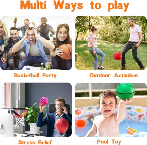 Dshengoo 12 Pcs 5 Inch Mini Basketballs, Colorful Rubber Inflatable Balls with Pump for Indoor Games