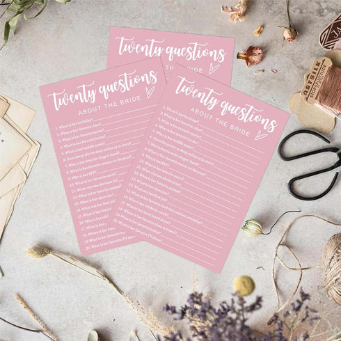 Pink Theme Bridal Shower Games for 25 Guests, Wedding Shoe Game, Wedding Advice Cards, Reception Games, Bride Groom