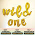 Wild One Cursive Letter Balloons - First Birthday Decorations for Baby Boy & Girl Party Supplies, Gold Banner