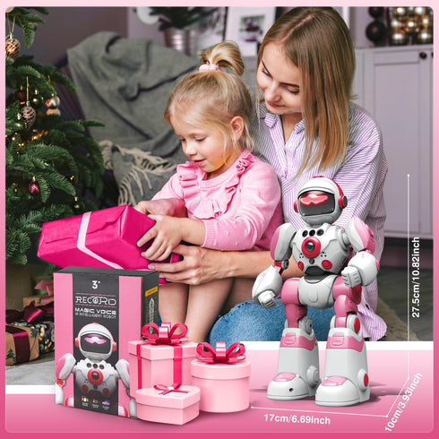 3-5, 3 4 5 6 Programmable 7 8 9 8-12 Robot Toys for Kids Robot for Girls Year Old Upgrade Record Voice Remote Control
