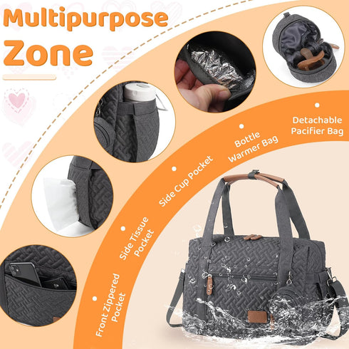 Spacious JOLLITO Travel Diaper Tote - Large Capacity with Changing Pad & Ideal for Hospital Use
