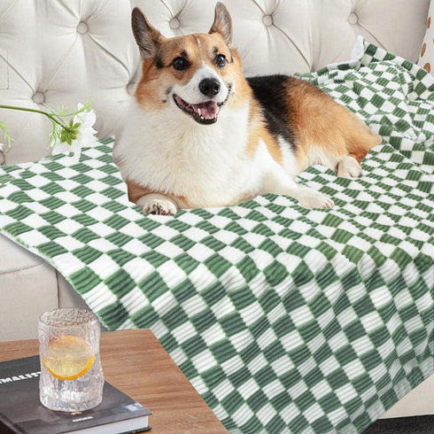 3D Checkerboard Grid Toddler Blanket, Soft Cozy Corduroy Bed Blanket with Stripe Chessboard Design, Infant Newborn