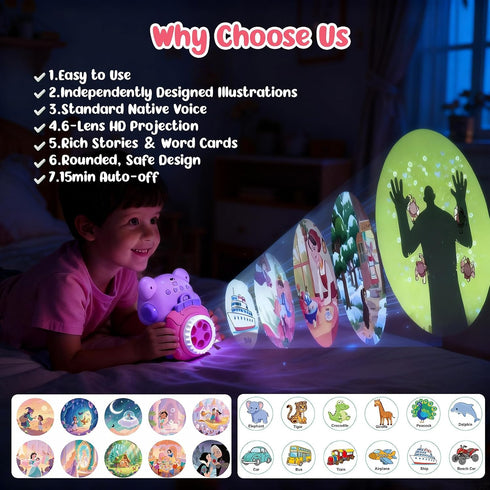 26 Story Projector for Kids Bedtime Storytelling Projector with Clear Images & Adjustable Sound,Durable Early Learning
