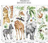 Jungle Safari Animal Wall Decals for Kids Room - Wildlife Wall Stickers Giraffe Elephant Leopard Zebra Monkey Removable