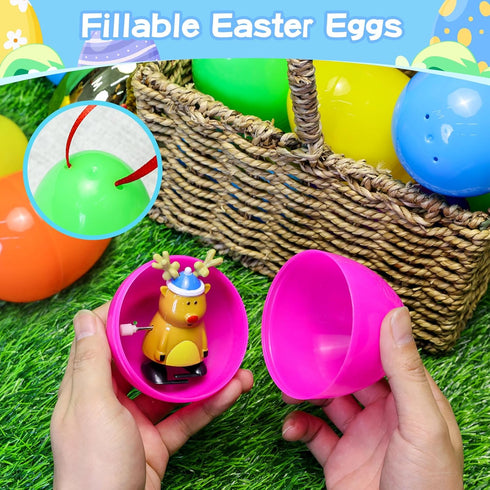 72 3.15'' 6 Garma Pcs Easter Eggs - Empty Bright Colors Plastic Eggs with Golden Eggshell Bulks for Easter Party Favors