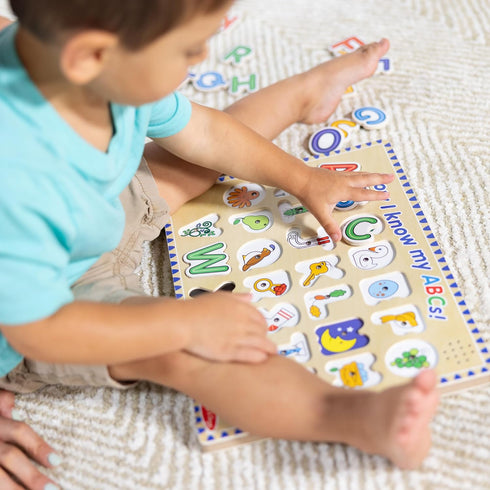 Melissa & Doug Wooden Alphabet Sound Puzzle - 26 pcs Wooden Puzzle with Sound Effects - FSC Certified