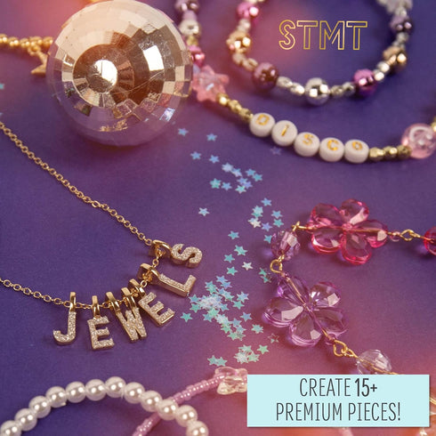 STMT DIY Glitz ‘N Disco Jewelry Case, Makes Over 15 Accessories, Includes Disco Beads for Bracelets, Charms & Storage, Bracelet Making Kit, Great Gifts for Girls, Jewelry Making Kit for Girls 8-12 by STMT