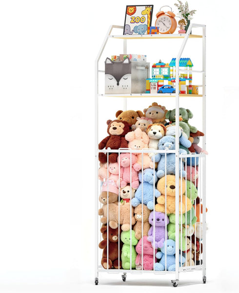 Yoimori Stuffed Animal Storage Zoo 3 Tier - Large Stuffed Animals Holder Wood
