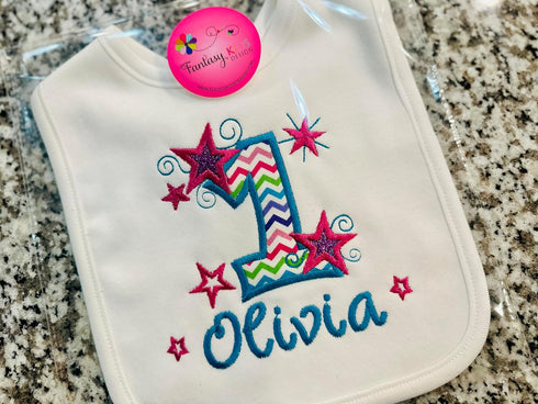 Personalized First Birthday Bib for Baby Girls