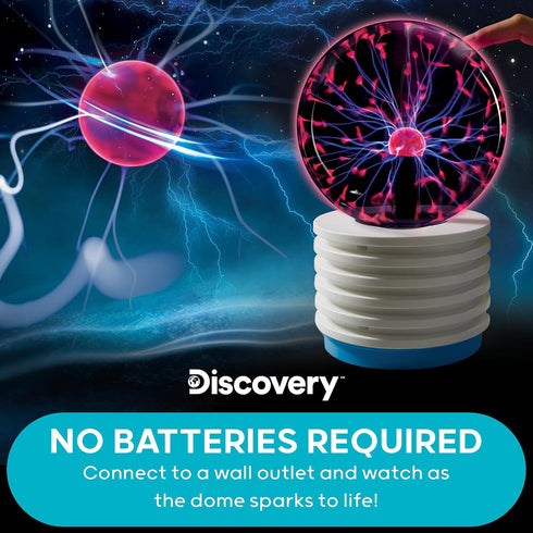 Discovery Kids Plasma Globe Lamp with Touch and Sound Sensitive Lightning, Black Tesla Coil for Kids Room