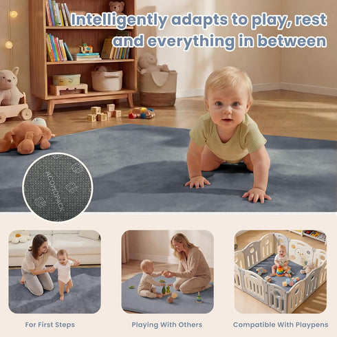 ACOMOPACK 1.3" 50x50"-Memory Tummy Thick Baby Play Mat for Floor Foam Water-Repellent Playpen Mat for Time,Non-Slip