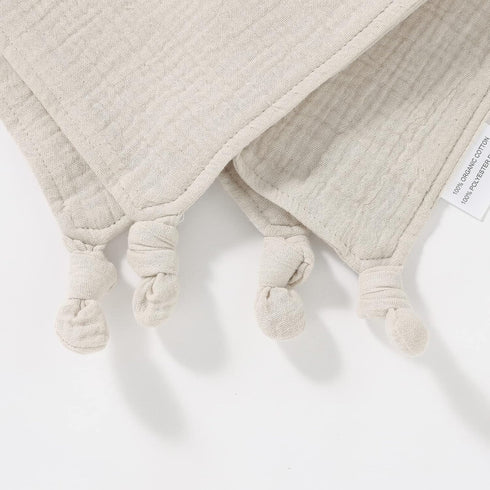 LAWKUL Baby Lovey Organic Cotton Muslin Soft Security Blankets, Comfy Lovie for Infant Boy Girls Unisex Bunny Khaki