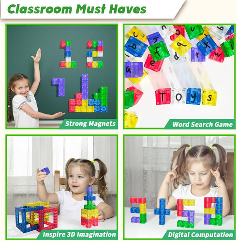 3-5, 3+ Apluses Magnetic Building Blocks - Transparent Magnetic Cubes, STEM Magnet Toddler Boys Toys for Kids Age