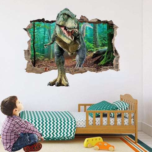 Supzone Dinosaur Wall Stickers, Broken 3D Decorative Wall Decals for Boys Bedroom, Baby Nursery, Children’s Wall Decor
