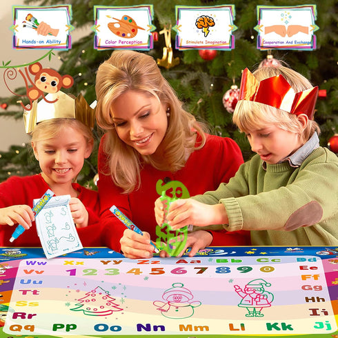 Water Doodle Mat Toys for Ages 2-4, 40 x 30 Inch Extra Large Painting Mat, Toddler Mess Free Coloring