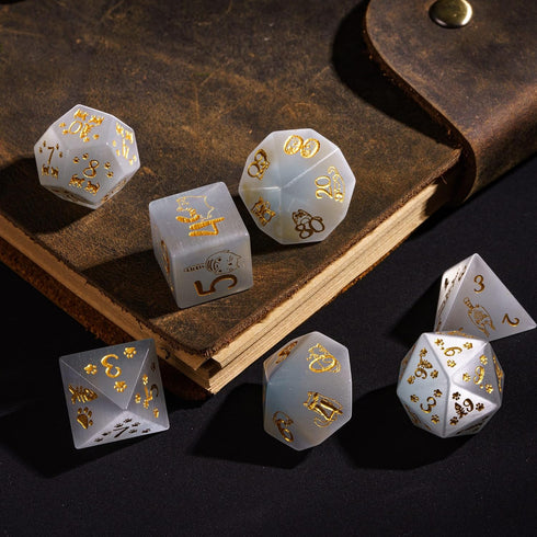 UDIXI Gemstone Dice Set | 7PCS Stone DND Dice with Gift Case for Dungeons and Dragons & MTG