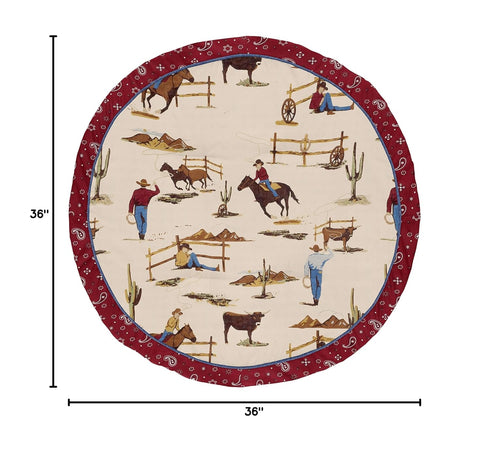 Tummy Sweet Jojo Designs Tan and Red Cowboy Playmat Time Baby and Infant Play Mat for Wild West Collection