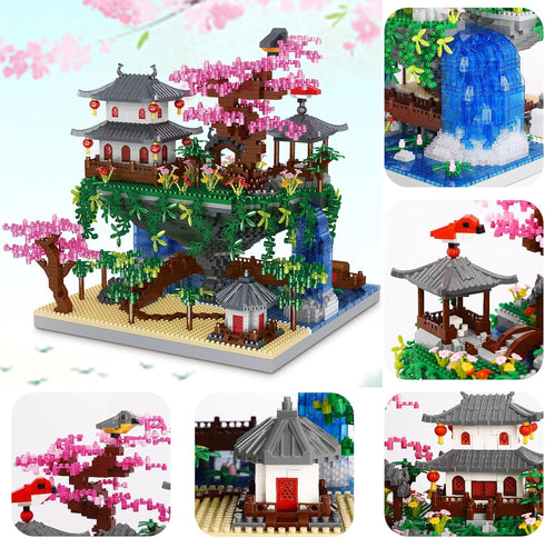 Cherry Blossom Tree Building Set, Japanese Sakura Tree House Building Blocks Kit, Bonsai Tree Set for Adults