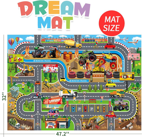 552-C Oriate Kids Dream Mat Modern City Toy Activity Playmat, Parent-Child Interaction Game Map Rug, Ideal Children's