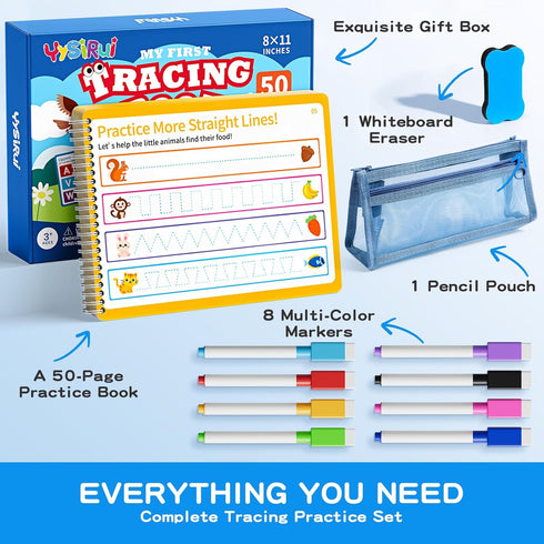 YySiRui 3+, 3+, 3+ Preschool Learning Activities, Tracing Books for Kids Ages Toddler Handwriting Practice, Letter