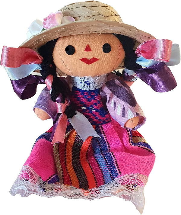 ALKIMIA INC Mexican Handmade Traditional Maria Farmer Rag Doll, 7 inches