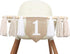 BOOMPA White 1st Birthday High Chair Banner - Wood Bead Tassel Garland