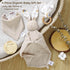 Set 4 Organic Cotton Baby Gift Piece Muslin Bunny Lovey Blanket + Teether Ring + Bandana Bib + Announcement Card |