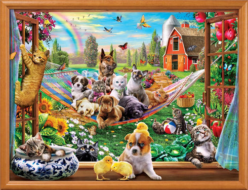 300 18"x24" MasterPieces - Piece Jigsaw Puzzle, Large EZ Grip Shapes, Afternoon Siesta, Fun for Adults, Seniors