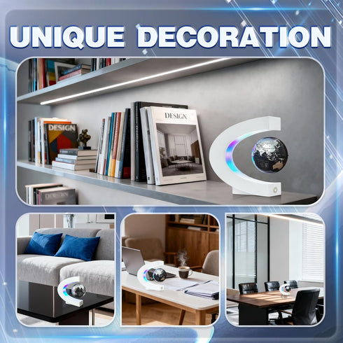 Flagest Magnetic Levitating Globe with LED Light, C Frame Floating World Globe Lamp, Cool Gadgets for Men Boys