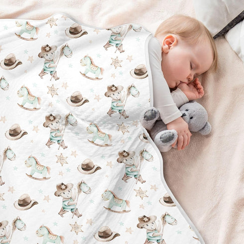 KICPOAY Western Cowboy Baby Swaddle Blanket for Boys and Girls, Muslin Baby Receiving Swaddle Blanket, Soft Cotton