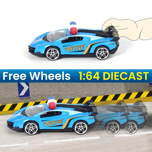 1:64 Set 3 4 5 6 7 8 Oriate Die-Cast Metal Police Car Toy - Collectable Police Sports Car Toy Model, Cake Topper