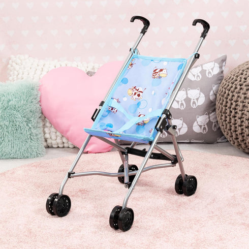 18 Bayer Baby Umbrella Stroller for Dolls - Blue Cow Print