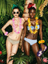 60 Summer 10 Moon Boat Pieces Hawaiian Luau Leis - Tropical Tiki Hibiscus Flowers for Pool Party Favors Supplies