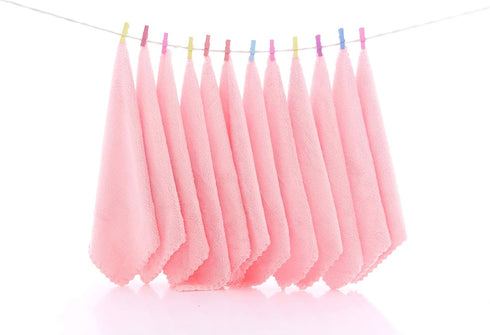 12 Pack Baby Washcloths - Extra Absorbent Microfiber Coral Fleece Wash Clothes for Newborns, Pink
