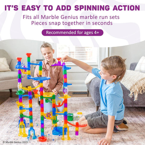 Marble Genius Spinning Wheels, Marble Run Accessory Add-On Set (5 Pieces) for Problem-Solving Fun