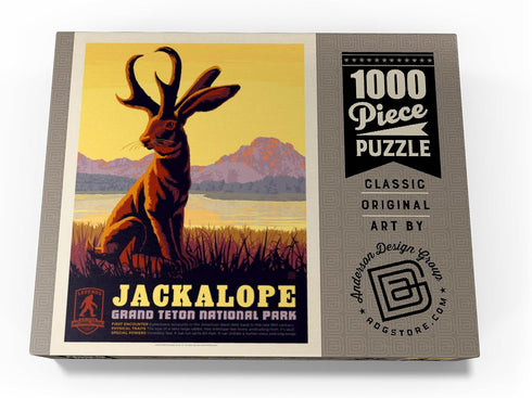 MyPuzzle Legends of The National Parks: Grand Teton's Jackalope Vintage Poster - Premium 1000 Piece Jigsaw Puzzle