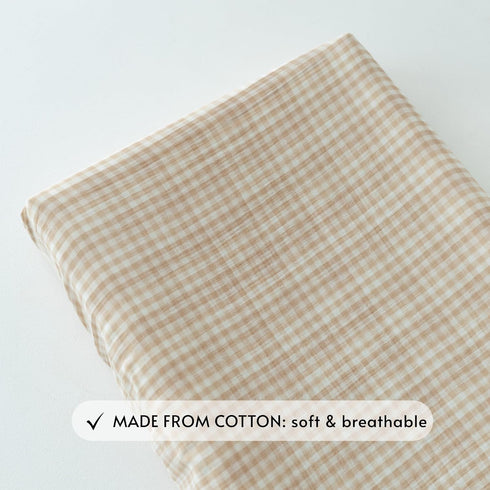 TISU Muslin Changing Pad Cover for Baby Girls Boys, Premium Soft Breathable Cotton in Gingham Pattern, Diaper Change