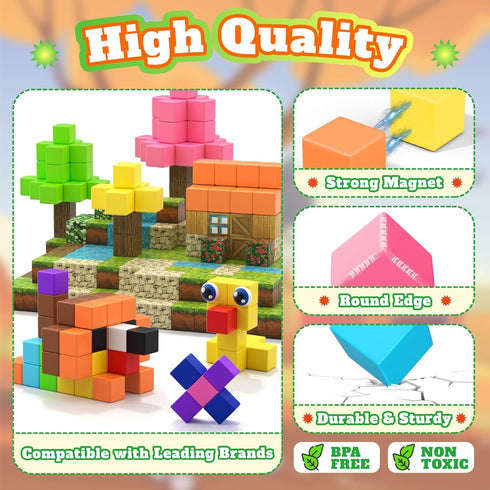 116 Set, 1" 3 4 5 6 7 8 PCS Magnetic Blocks Magnet Building Blocks with Toy Eyes and Storage Bag for Kids Gifts, STEM
