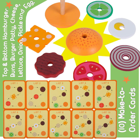 Montessori Mama Stacking Hamburger, Create a Burger Sequencing Stacker, Occupational Therapy Toys, Multi Cultural Play