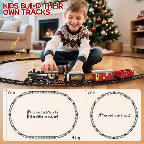 Set 3-4, Sets 3-8 Train for Toddlers Electrical Trains with Track, Light, Sound, Christmas Train for Around The Tree