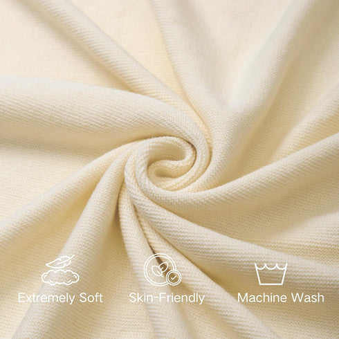 Cozy 40x30in Knit Baby Blanket Soft Warm Newborn Receiving Swaddle Blankets for Crib Infant Boy Girl Creamy White