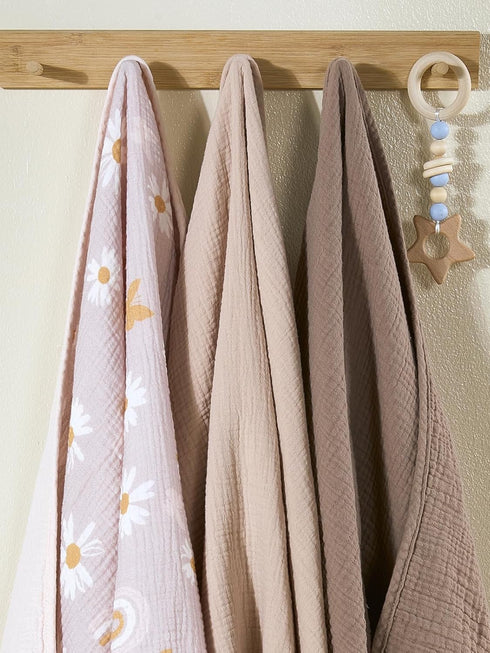 4-Layer 40"X40", TILLYOU Muslin Swaddle Blanket Soft Baby Blanket for Girls Boys, Cotton Swaddle for Newborns Grey
