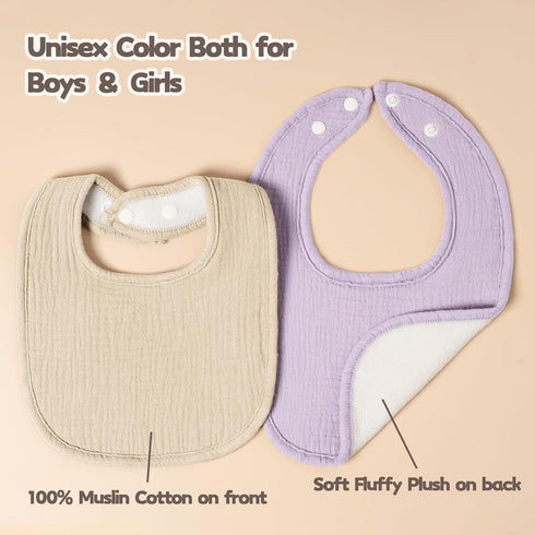 Muslin Baby Drool Bibs 10 Pack, Soft Square Adjustable Bandana Bibs for Unisex Newborns