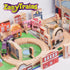 Train Storage Bin and Play Mat - Wooden Railway Take-Along Storage Box with Train Tracks Design - Two in One