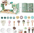 medoga 3-in-1 Counter 28 3 4 5 6 Wooden Ice Cream Toy, Ice Cream with Coffee Maker PCS Toddler Pretend Play Kitchen