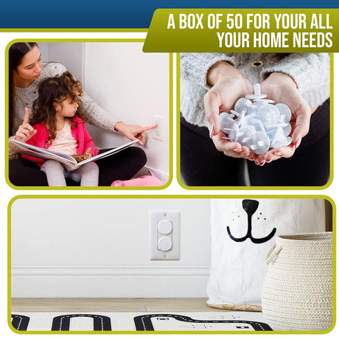 Outlet Covers Baby Proofing (50 Pack) - Safe & Secure Electric Plug Protectors for Home & Office