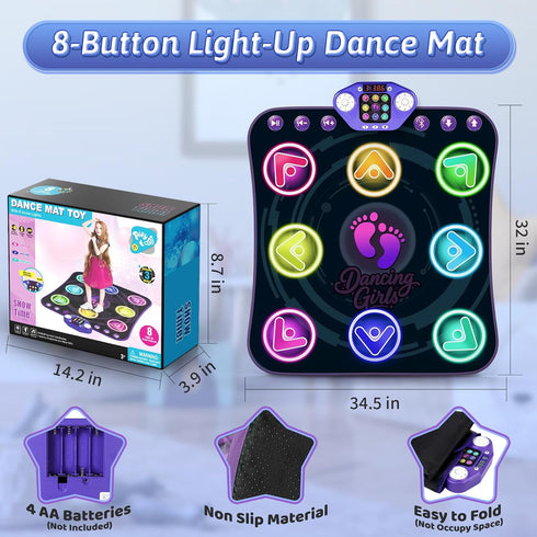3-12 5 3 4 5 6 7 8 9 10+ WAYKEE Dance Mat Toys for Year Old Girls, Electronic Dance Pad with Light-up LED Wireless