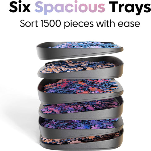 Set 6 1500 Puzzlup Puzzle Sorting Trays - of - Up to Pieces - Unique Stackable Jigsaw Trays with Box Display Design