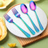 LIANYU 10-Piece Kids Silverware Set - Rainbow Toddler Utensils Flatware, Stainless Steel Child Cutlery, Dishwasher Safe
