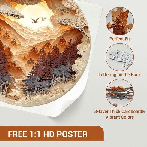 1000 3D Piece Puzzle for Adults - Cave Forest Jigsaw Puzzles Paper-Cutting Art - Brain Teaser Adult Puzzles -Impossible